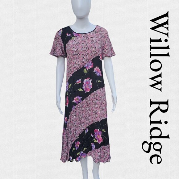 Willow Ridge Dresses & Skirts - Willow Ridge | Vintage Sheath Dress | Floral Pink & Black | EUC | Petite Medium